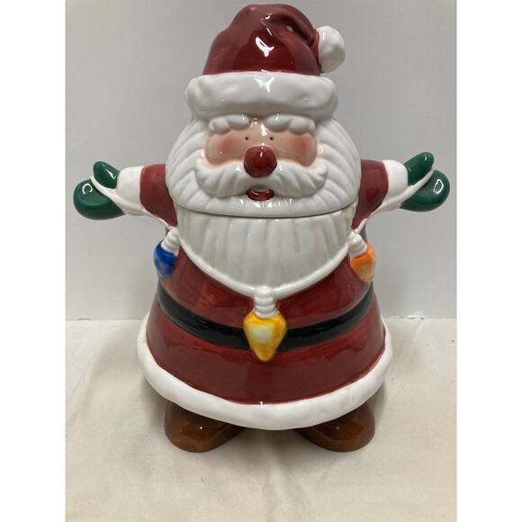 Ceramic Santa Holding Lights Cookie Jar - Asia Master Group - Christmas Item - Picture 1 of 11